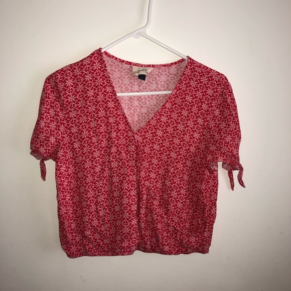 Pinky Red Tied Wrap Shirt! - Picture 2 of 5